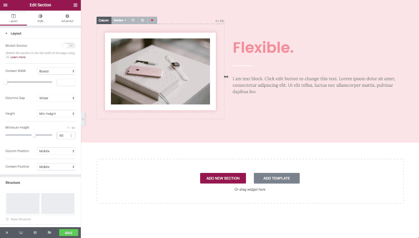 Elementor page builder